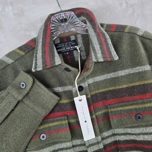 Imogene and Willie Hall CPO Mens M Green Blanket Stripe Wool Blend Shirt Jacket